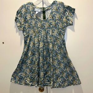 Rabbit Jr Pastel Floral Mini Dress 100% Rayon Size 9/10